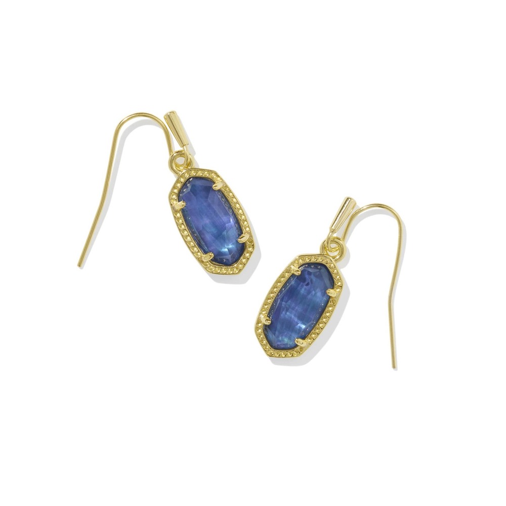 NWT Kendra Scott Lee Drop Gold Earrings in Navy Abalone / with Dustbag /$70 MSRP